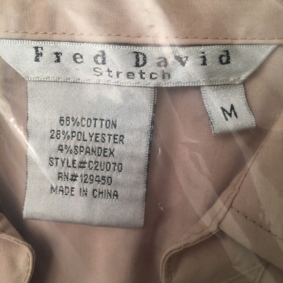 Fred David Stretch Button Down Shirt w Belt SZ Med - Picture 6 of 6